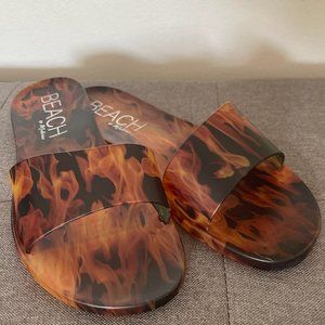 Sol Jelly Slide Sandal Tortoise Brown Multi, Beach By Matiste NWT